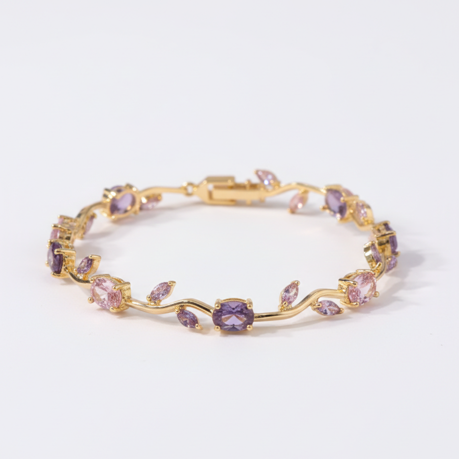 Amethyst & Rose Quartz Enchanted Vine Bracelet