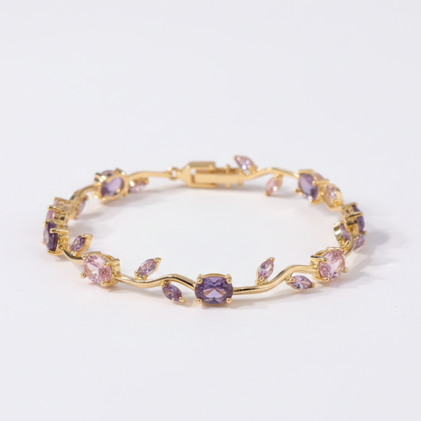Amethyst & Rose Quartz Enchanted Vine Bracelet