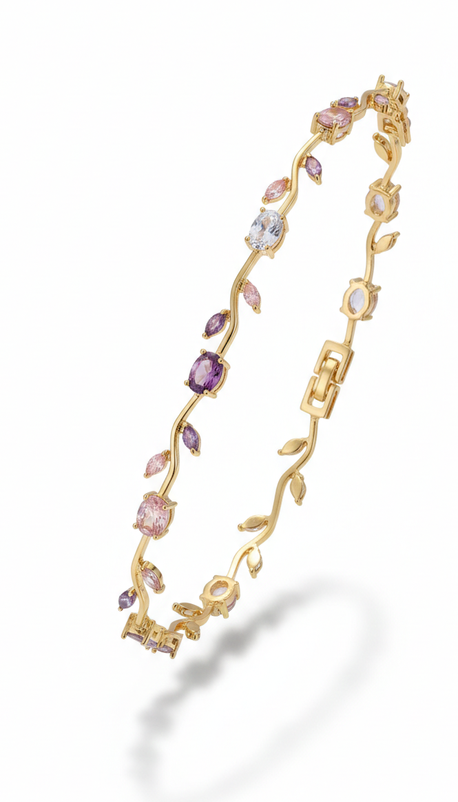 Amethyst & Rose Quartz Enchanted Vine Bracelet
