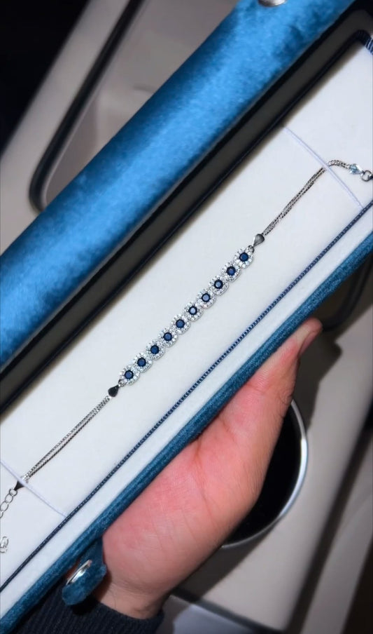 Artificial Deep Blue Stone Chain Bracelet